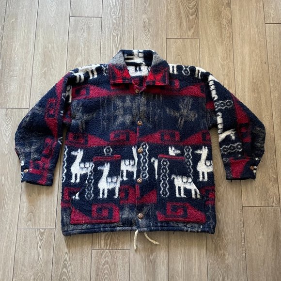 (Sold)| Oversized Aztec Print Llama Blanket jacket - Picture 7 of 12